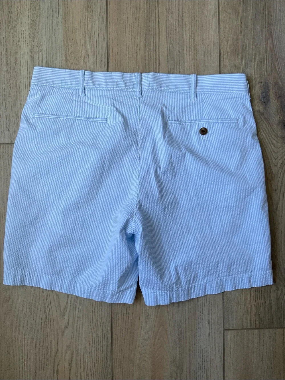 J. Crew 7” Stretch Seersucker Shorts Size 32 (Actually 33) Preppy Coastal Casual